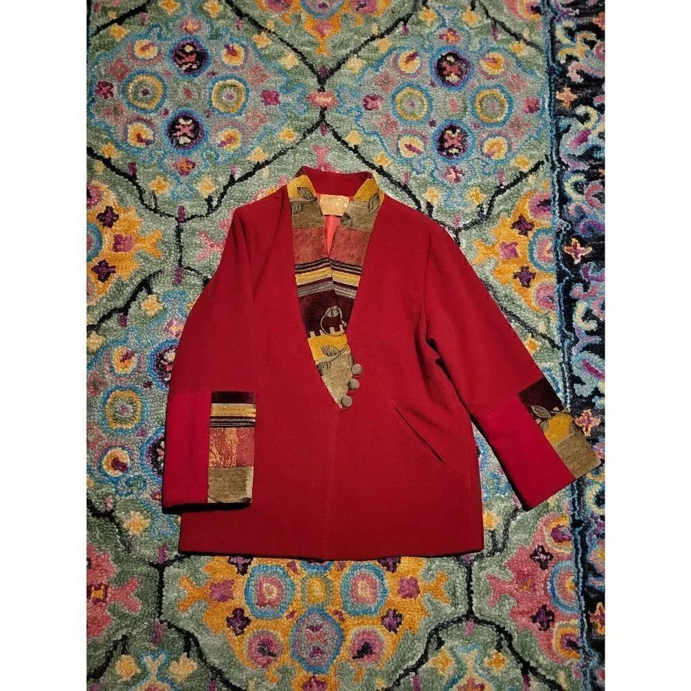 Diva St. Paul De Vence Wool Tapestry Coat Red Women's XXL